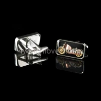 Cufflinks silver motorcycles made of watch parts on a black background watches art handmade original elegant unique luxury jewelry exclusive 4.jpg