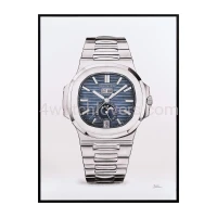 Drawing Patek Philippe 5726 Nautilus blue dial real work art painting watches paintings drawings hand painted crayons collector unique home shop office exclusive apartment interior decoration luxury white background 1.jpg