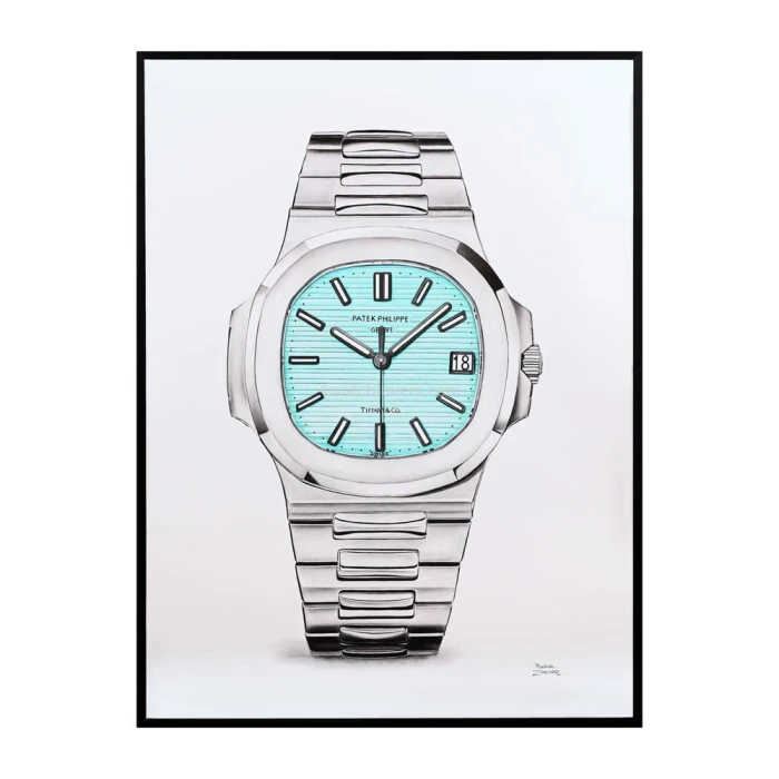 Drawing Patek Philippe 5711 Nautilus Tiffany&Co dial 170th anniversary real work art painting watches paintings drawings hand painted crayons collector unique home shop exclusive office apartment interior decoration luxury white background 0.jpg