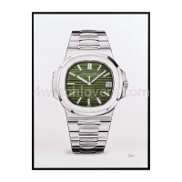 Drawing Patek Philippe 5711 Nautilus green dial real work art painting watches paintings drawings hand painted crayons collector unique home exclusive shop office apartment interior decoration luxury white background 0.jpg