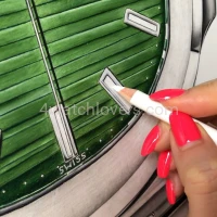 Drawing Patek Philippe 5711 Nautilus green dial real work art painting watches paintings drawings hand painted crayons collector unique home exclusive shop office apartment interior decoration luxury white background 9.jpg