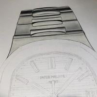 Drawing Patek Philippe 5711 Nautilus blue dial real work art painting watches paintings drawings hand painted crayons collector unique home exclusive shop office apartment interior decoration luxury white background 1.jpg