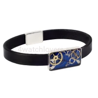 Silver bracelet with a composition of watch parts on a blue background art watches handmade original elegant unique exclusive jewelry 1.JPG