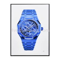 Drawing Audemars Piguet Royal Oak Blue Ceramic real work art drawing watches handjob painted reproduction copy collector crayons unique home shop apartment interior decoration luxury AP 1.jpg
