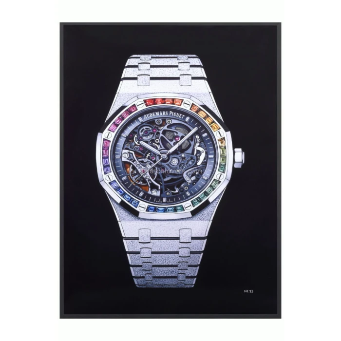 Drawing Audemars Piguet Royal Oak Frosted Gold white skeleton rainbow real work art drawing watches handjob painted reproduction copy collector crayons unique home shop apartment interior decoration luxury AP 2.jpg