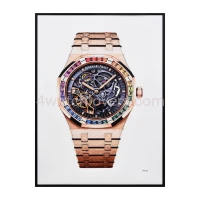 Drawing Audemars Piguet Royal Oak Frosted Gold rose skeleton rainbow real work art drawing watches handjob painted reproduction copy collector crayons unique home shop apartment interior decoration luxury AP 1.jpg