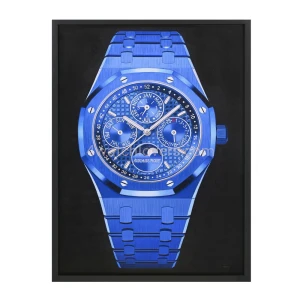 Obraz olejny zegarka Audemars Piguet Royal Oak Wieczny Kalendarz niebieska ceramika