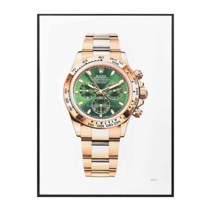 Drawing Rolex Daytona John Mayer green dial yellow gold real work art painting watches paintings drawings hand painted crayons collector unique home shop office apartment exclusive interior decoration luxury fine art.jpg