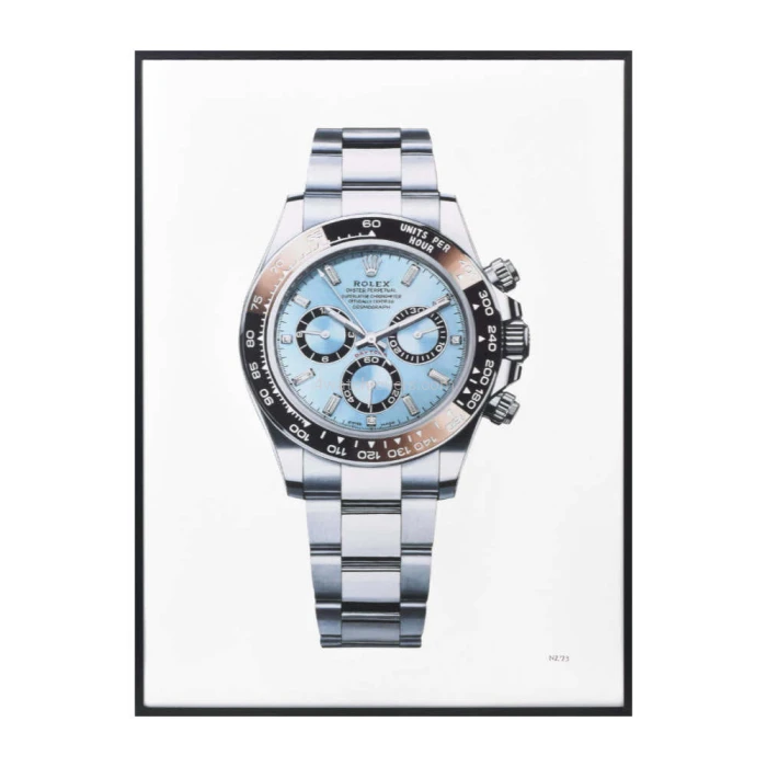 Fine Art Rolex Daytona Platinum ice blue dial real work art painting watches paintings drawings hand painted crayons collector unique home shop office apartment exclusive interior decoration luxury.jpg