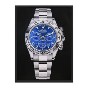 Obraz olejny zegarka Rolex Cosmograph Daytona niebieska tarcza białe złoto